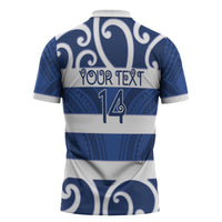 Auckland Custom Rugby New Zealand Zipper Polo Shirt Aotearoa Maori Pukana Tiki Mascot