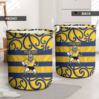 Bay of Plenty Custom Rugby New Zealand Laundry Basket Aotearoa Maori Pukana Tiki Mascot