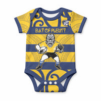 Bay of Plenty Custom Rugby New Zealand Baby Onesie Aotearoa Maori Pukana Tiki Mascot