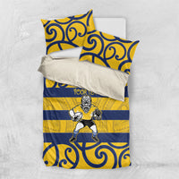 Bay of Plenty Custom Rugby New Zealand Bedding Set Aotearoa Maori Pukana Tiki Mascot