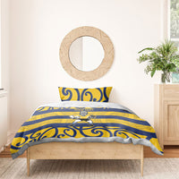 Bay of Plenty Custom Rugby New Zealand Bedding Set Aotearoa Maori Pukana Tiki Mascot