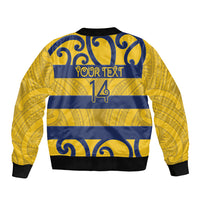 Bay of Plenty Custom Rugby New Zealand Bomber Jacket Aotearoa Maori Pukana Tiki Mascot