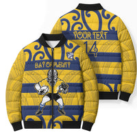 Bay of Plenty Custom Rugby New Zealand Bomber Puffer Jacket Aotearoa Maori Pukana Tiki Mascot