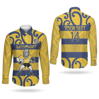 Bay of Plenty Custom Rugby New Zealand Couples Matching Tank Maxi Dress and Long Sleeve Button Shirt Aotearoa Maori Pukana Tiki Mascot
