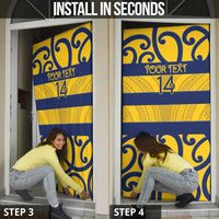 Bay of Plenty Custom Rugby New Zealand Door Cover Aotearoa Maori Pukana Tiki Mascot