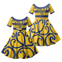 Bay of Plenty Custom Rugby New Zealand Family Matching Long Sleeve Bodycon Dress and Hawaiian Shirt Aotearoa Maori Pukana Tiki Mascot