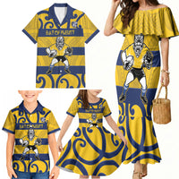 Bay of Plenty Custom Rugby New Zealand Family Matching Mermaid Dress and Hawaiian Shirt Aotearoa Maori Pukana Tiki Mascot