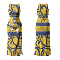 Bay of Plenty Custom Rugby New Zealand Family Matching Tank Maxi Dress and Hawaiian Shirt Aotearoa Maori Pukana Tiki Mascot