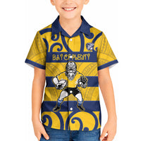 Bay of Plenty Custom Rugby New Zealand Kid Hawaiian Shirt Aotearoa Maori Pukana Tiki Mascot