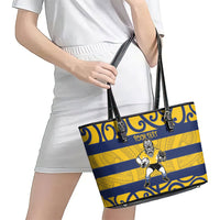 Bay of Plenty Custom Rugby New Zealand Leather Tote Bag Aotearoa Maori Pukana Tiki Mascot