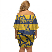 Bay of Plenty Custom Rugby New Zealand Off Shoulder Short Dress Aotearoa Maori Pukana Tiki Mascot