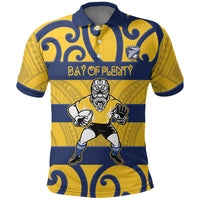 Bay of Plenty Custom Rugby New Zealand Polo Shirt Aotearoa Maori Pukana Tiki Mascot