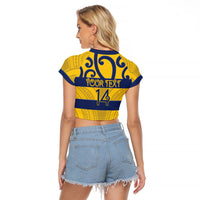 Bay of Plenty Custom Rugby New Zealand Raglan Cropped T Shirt Aotearoa Maori Pukana Tiki Mascot