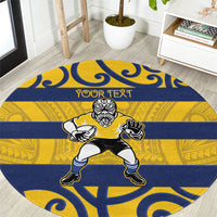 Bay of Plenty Custom Rugby New Zealand Round Carpet Aotearoa Maori Pukana Tiki Mascot