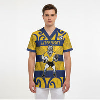 Bay of Plenty Custom Rugby New Zealand Scrub Top Aotearoa Maori Pukana Tiki Mascot