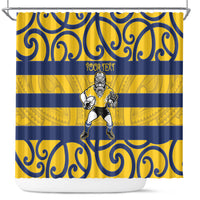 Bay of Plenty Custom Rugby New Zealand Shower Curtain Aotearoa Maori Pukana Tiki Mascot