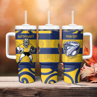 Bay of Plenty Custom Rugby New Zealand Tumbler With Handle Aotearoa Maori Pukana Tiki Mascot
