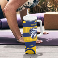 Bay of Plenty Custom Rugby New Zealand Tumbler With Handle Aotearoa Maori Pukana Tiki Mascot