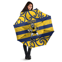 Bay of Plenty Custom Rugby New Zealand Umbrella Aotearoa Maori Pukana Tiki Mascot