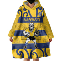 Bay of Plenty Custom Rugby New Zealand Wearable Blanket Hoodie Aotearoa Maori Pukana Tiki Mascot