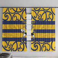 Bay of Plenty Custom Rugby New Zealand Window Curtain Aotearoa Maori Pukana Tiki Mascot