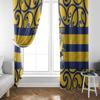 Bay of Plenty Custom Rugby New Zealand Window Curtain Aotearoa Maori Pukana Tiki Mascot