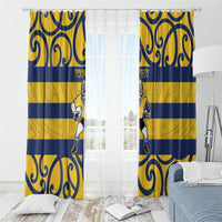 Bay of Plenty Custom Rugby New Zealand Window Curtain Aotearoa Maori Pukana Tiki Mascot