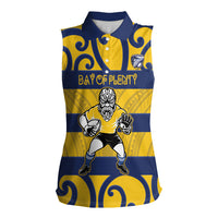Bay of Plenty Custom Rugby New Zealand Women Sleeveless Polo Shirt Aotearoa Maori Pukana Tiki Mascot
