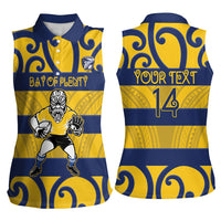 Bay of Plenty Custom Rugby New Zealand Women Sleeveless Polo Shirt Aotearoa Maori Pukana Tiki Mascot