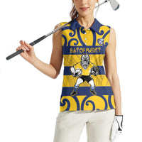 Bay of Plenty Custom Rugby New Zealand Women Sleeveless Polo Shirt Aotearoa Maori Pukana Tiki Mascot