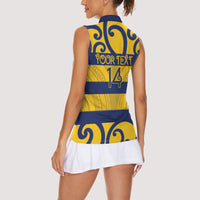 Bay of Plenty Custom Rugby New Zealand Women Sleeveless Polo Shirt Aotearoa Maori Pukana Tiki Mascot