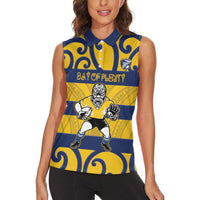 Bay of Plenty Custom Rugby New Zealand Women Sleeveless Polo Shirt Aotearoa Maori Pukana Tiki Mascot