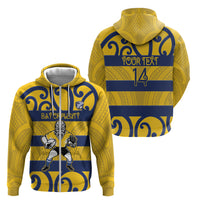 Bay of Plenty Custom Rugby New Zealand Zip Hoodie Aotearoa Maori Pukana Tiki Mascot