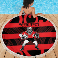 Canterbury Custom Rugby New Zealand Beach Blanket Aotearoa Maori Pukana Tiki Mascot