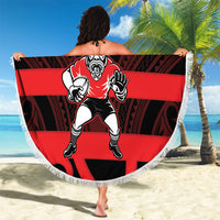 Canterbury Custom Rugby New Zealand Beach Blanket Aotearoa Maori Pukana Tiki Mascot