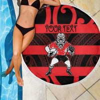 Canterbury Custom Rugby New Zealand Beach Blanket Aotearoa Maori Pukana Tiki Mascot