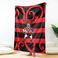 Canterbury Custom Rugby New Zealand Blanket Aotearoa Maori Pukana Tiki Mascot
