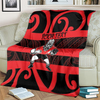 Canterbury Custom Rugby New Zealand Blanket Aotearoa Maori Pukana Tiki Mascot