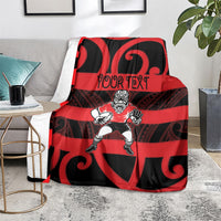 Canterbury Custom Rugby New Zealand Blanket Aotearoa Maori Pukana Tiki Mascot