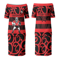 Canterbury Custom Rugby New Zealand Couples Matching Puletasi and Hawaiian Shirt Aotearoa Maori Pukana Tiki Mascot
