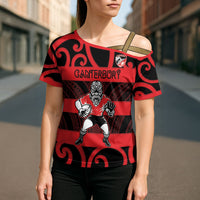 Canterbury Custom Rugby New Zealand Cross Shoulder Shirt Aotearoa Maori Pukana Tiki Mascot