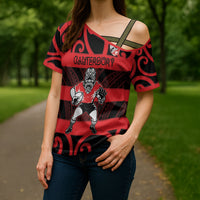 Canterbury Custom Rugby New Zealand Cross Shoulder Shirt Aotearoa Maori Pukana Tiki Mascot