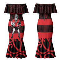 Canterbury Custom Rugby New Zealand Family Matching Mermaid Dress and Hawaiian Shirt Aotearoa Maori Pukana Tiki Mascot