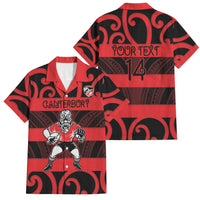 Canterbury Custom Rugby New Zealand Family Matching Off Shoulder Short Dress and Hawaiian Shirt Aotearoa Maori Pukana Tiki Mascot