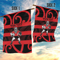 Canterbury Custom Rugby New Zealand Garden Flag Aotearoa Maori Pukana Tiki Mascot