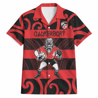 Canterbury Custom Rugby New Zealand Hawaiian Shirt Aotearoa Maori Pukana Tiki Mascot