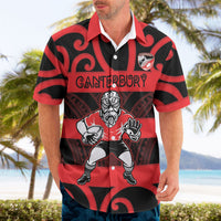 Canterbury Custom Rugby New Zealand Hawaiian Shirt Aotearoa Maori Pukana Tiki Mascot