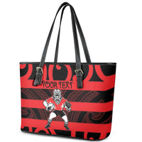 Canterbury Custom Rugby New Zealand Leather Tote Bag Aotearoa Maori Pukana Tiki Mascot