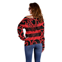 Canterbury Custom Rugby New Zealand Off Shoulder Sweater Aotearoa Maori Pukana Tiki Mascot