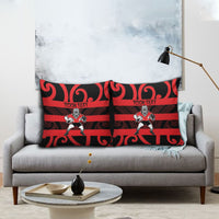 Canterbury Custom Rugby New Zealand Pillow Cover Aotearoa Maori Pukana Tiki Mascot